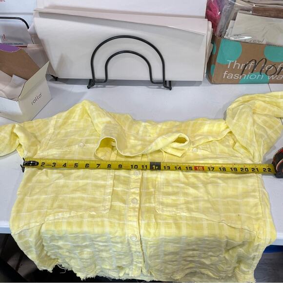 Free People Loveland Button Up Shirt Citron Yellow - Picture 4 of 5